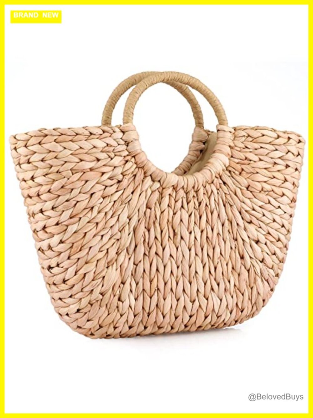 Handwoven Summer Rattan Straw Tote Bag Beach Straw Bag Shopper - Picture 4 of 7